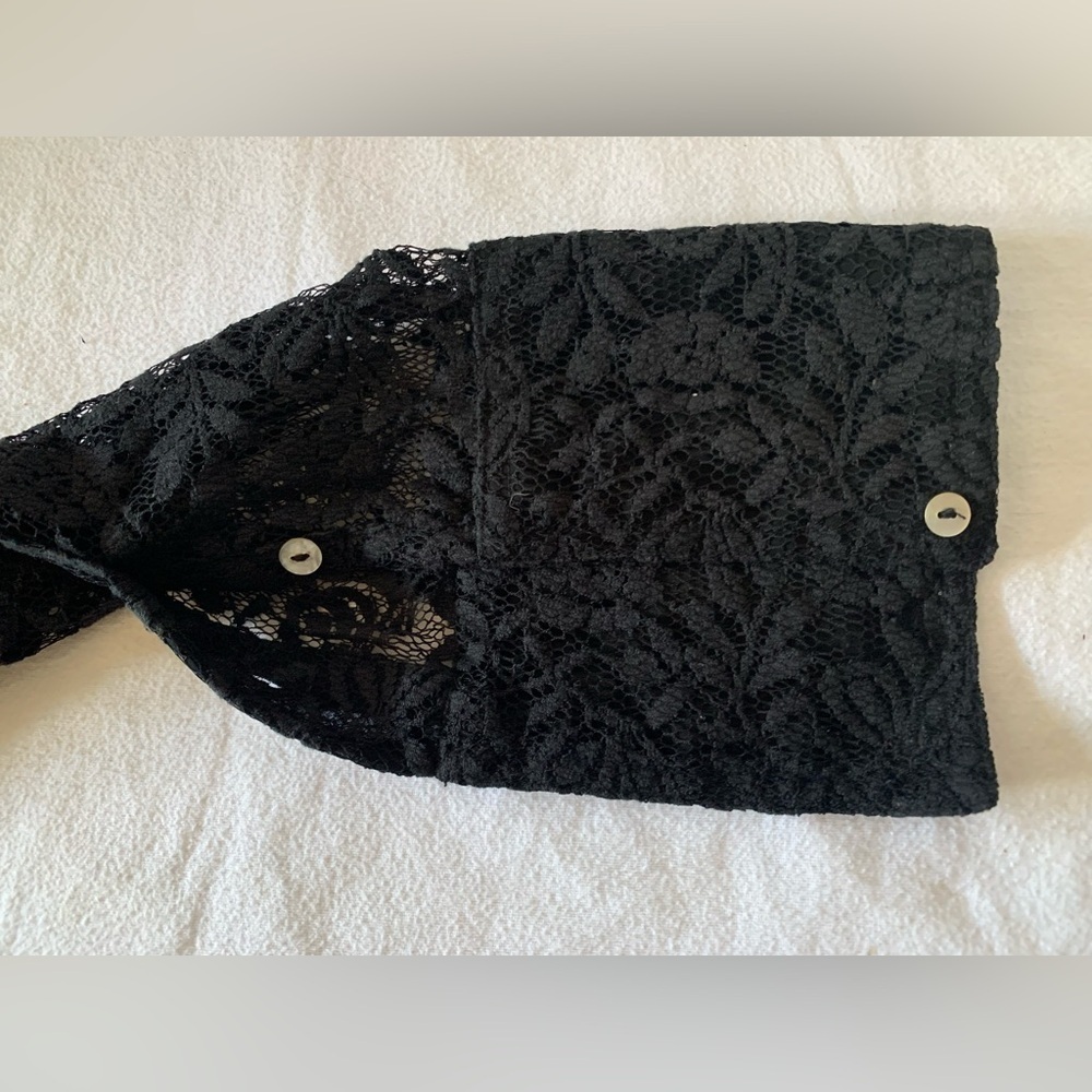π Chelsea Flower Shirt Jacket Lace Mother of Pearl Buttons New Yearβs Eve BLK S - Picture 8 of 16